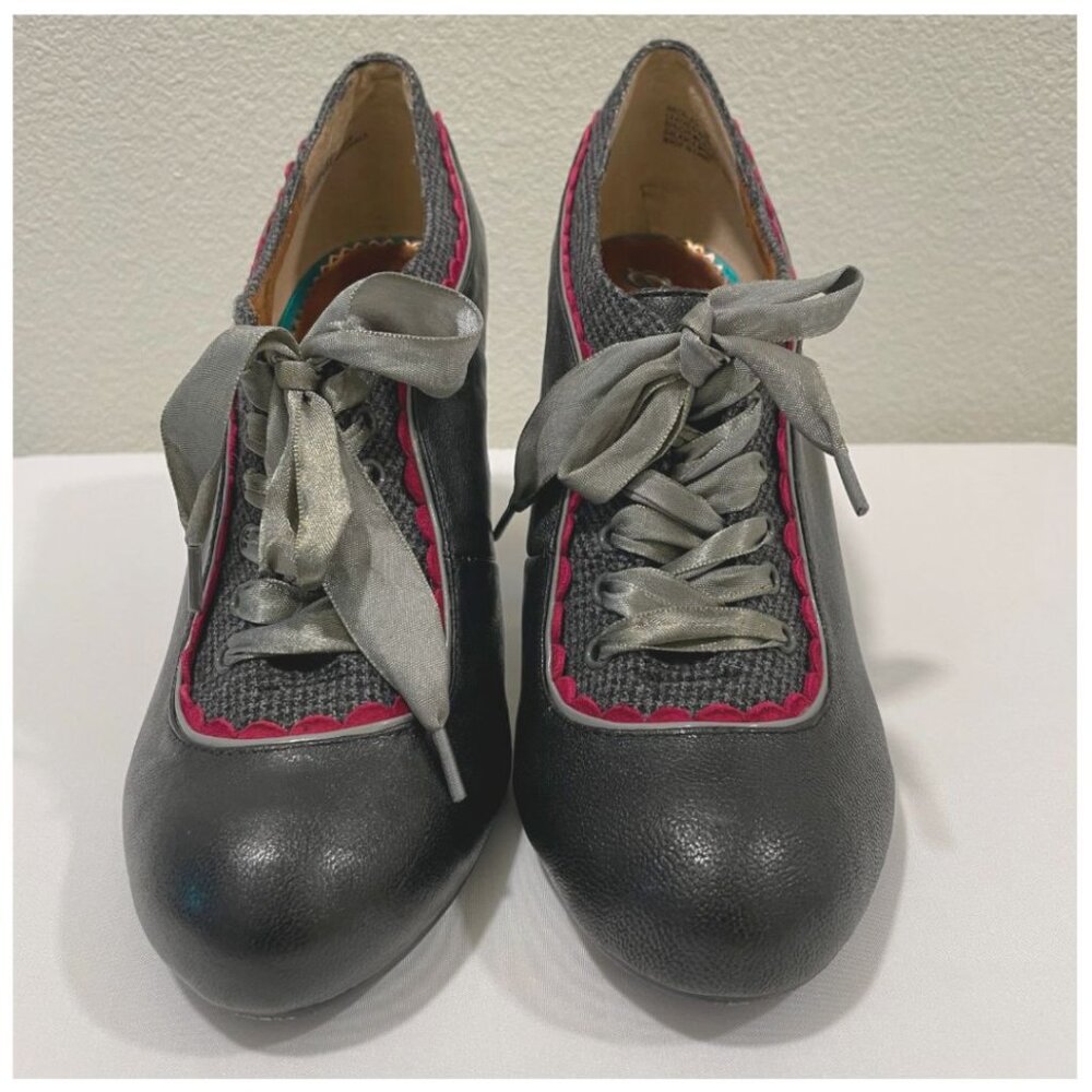 POETIC LICENCE LONDON "Backlash" Heeled Oxford Black/Burgundy 9/9.5
